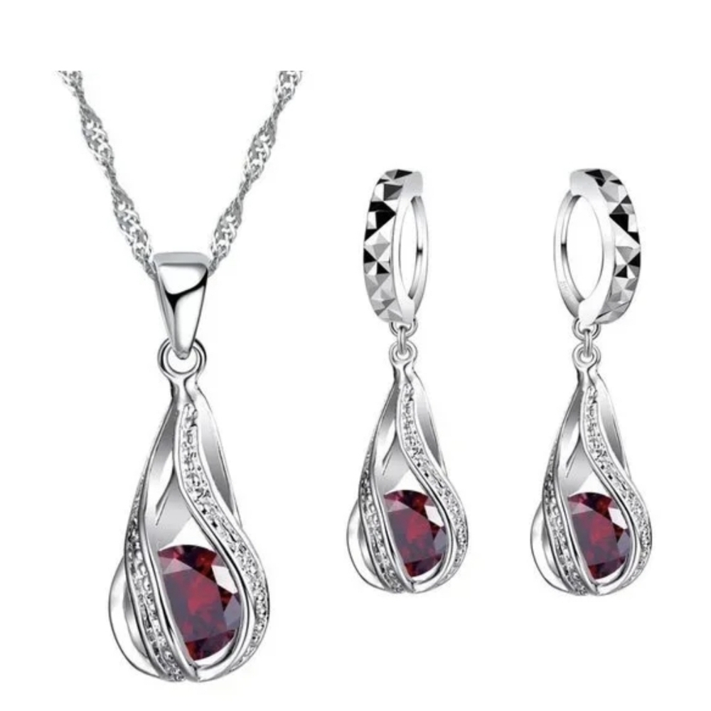 Sterling Silver Wedding Jewelry SetforWomen,SwirlingWaterDropp,Bridal,925STAMPED - Picture 5 of 9